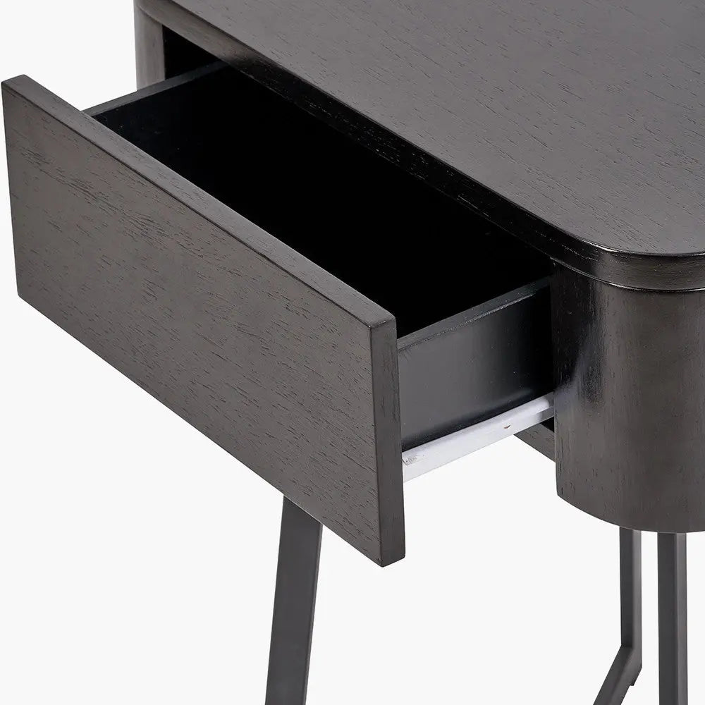 Ukiah Black Ash Veneer and Black Metal 1 Drawer Unit  Nicholas John Interiors