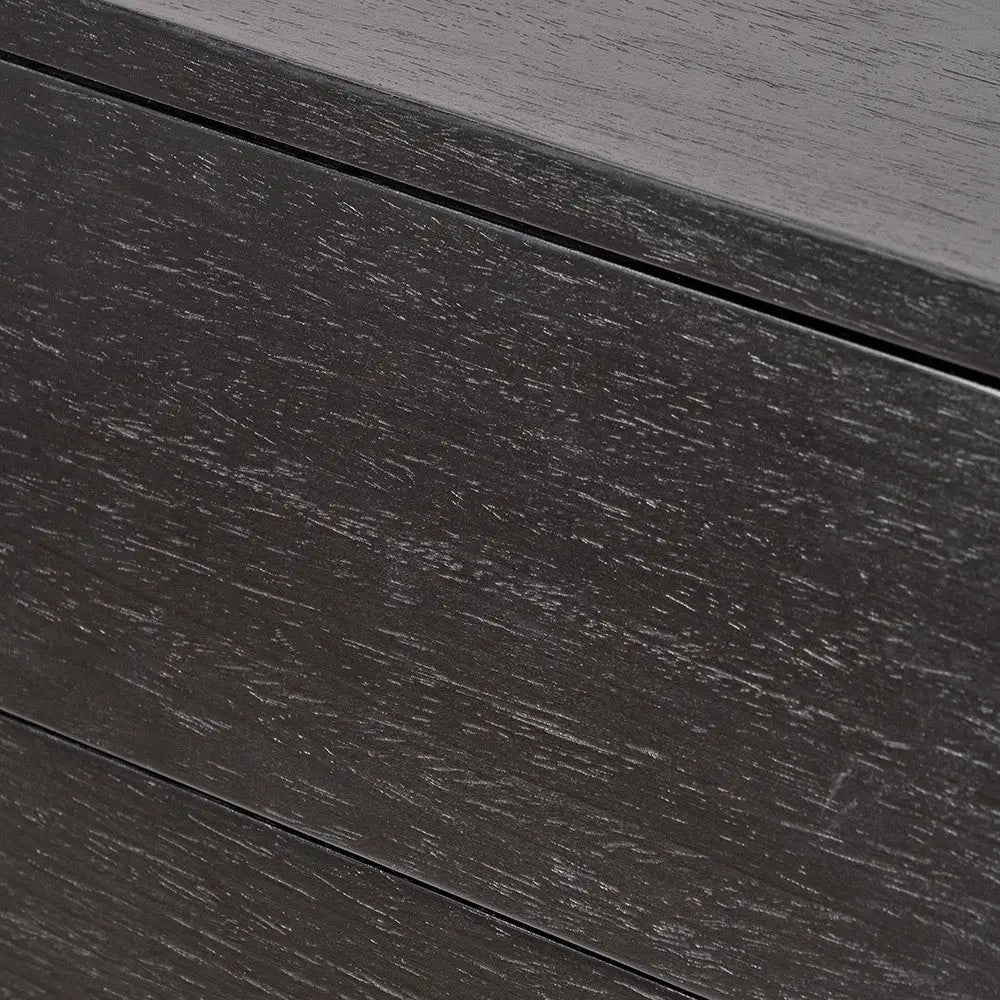 Ukiah Black Ash Veneer and Black Metal 5 Drawer Tall Unit  Nicholas John Interiors
