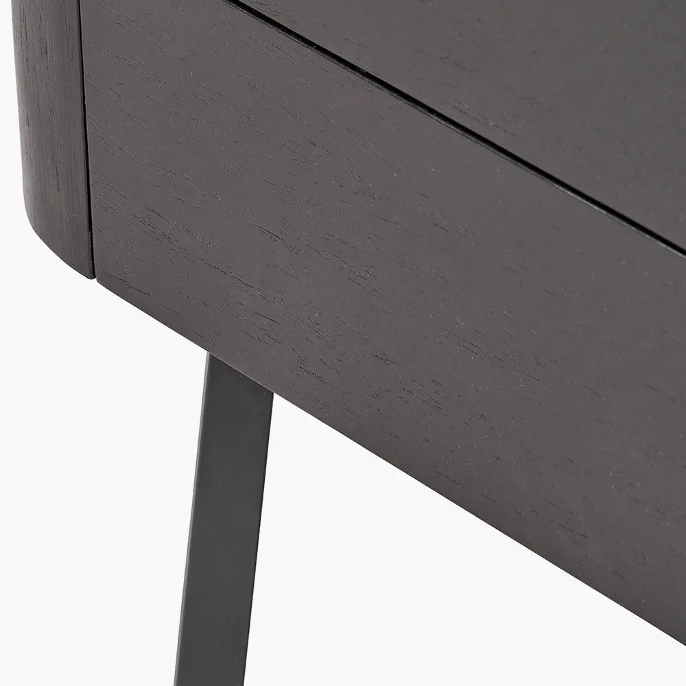 Ukiah Black Ash Veneer and Black Metal 5 Drawer Tall Unit  Nicholas John Interiors