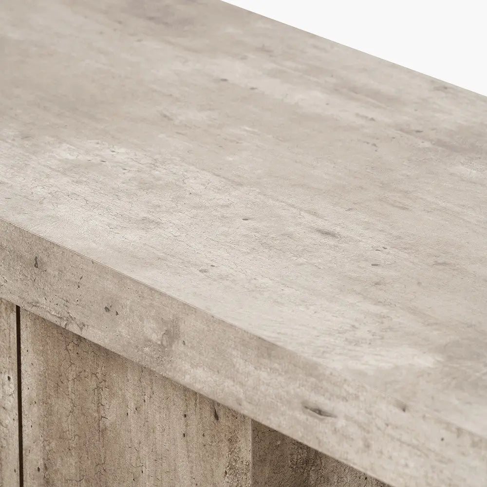 Elkton Concrete Effect Wood Veneer Groove Detail Console Table  Nicholas John Interiors