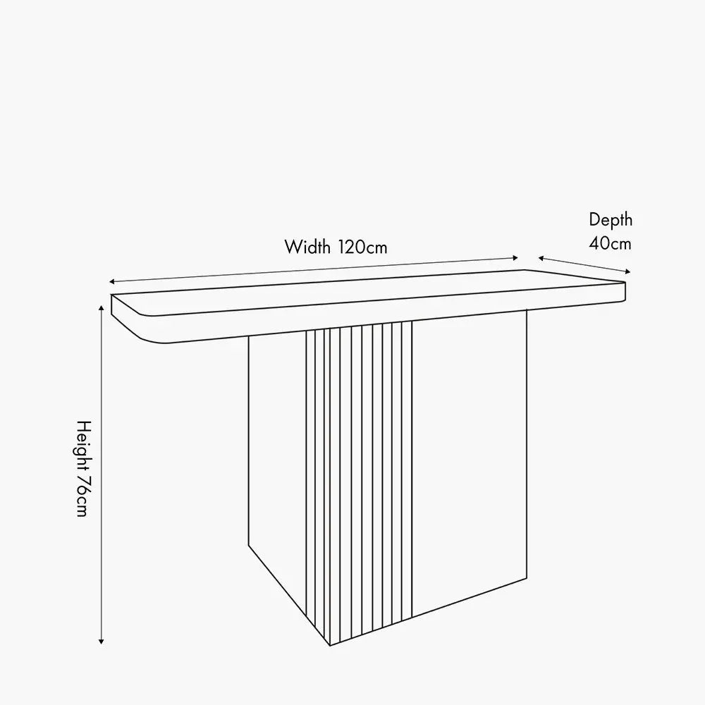 Elkton Concrete Effect Wood Veneer Groove Detail Console Table  Nicholas John Interiors