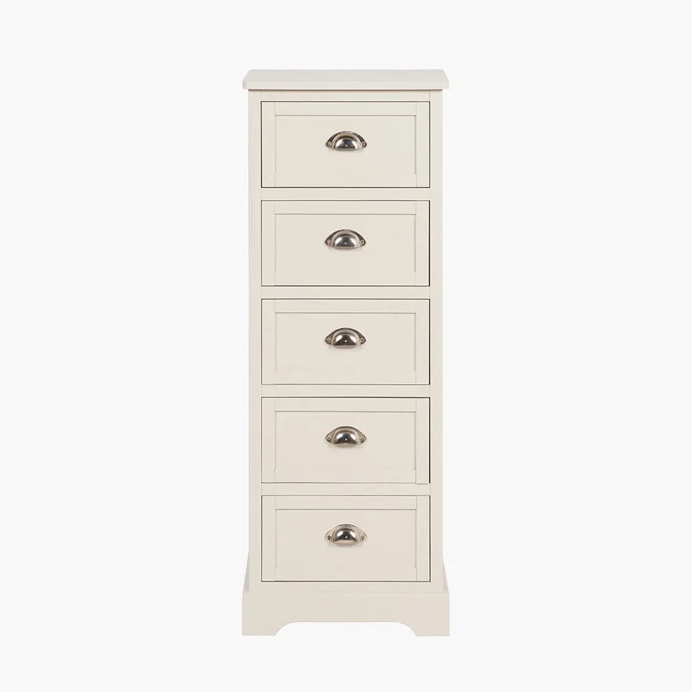Croft Linen Pine Wood 5 Drawer Tall Unit  Nicholas John Interiors