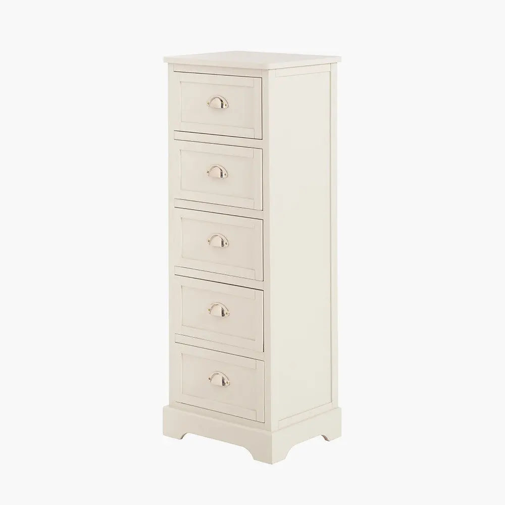 Croft Linen Pine Wood 5 Drawer Tall Unit  Nicholas John Interiors