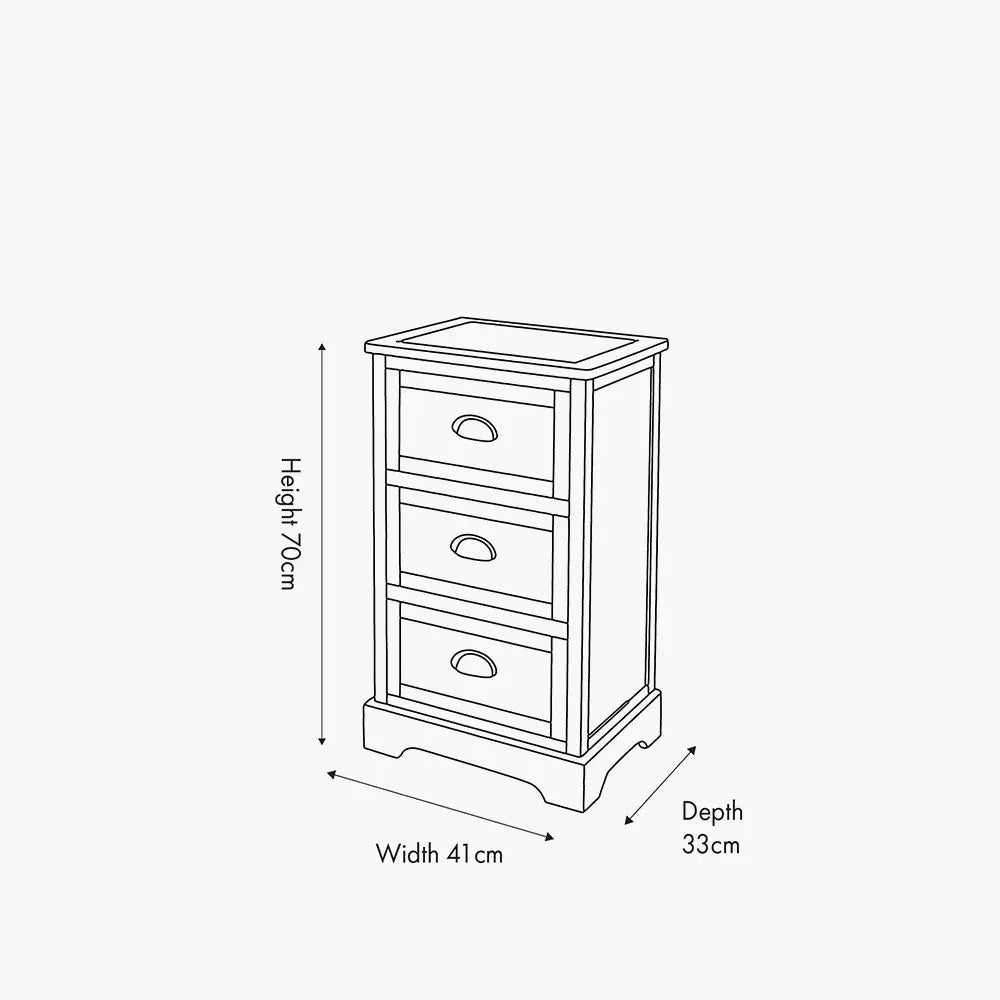 Croft Linen Pine Wood 3 Drawer Unit  Nicholas John Interiors