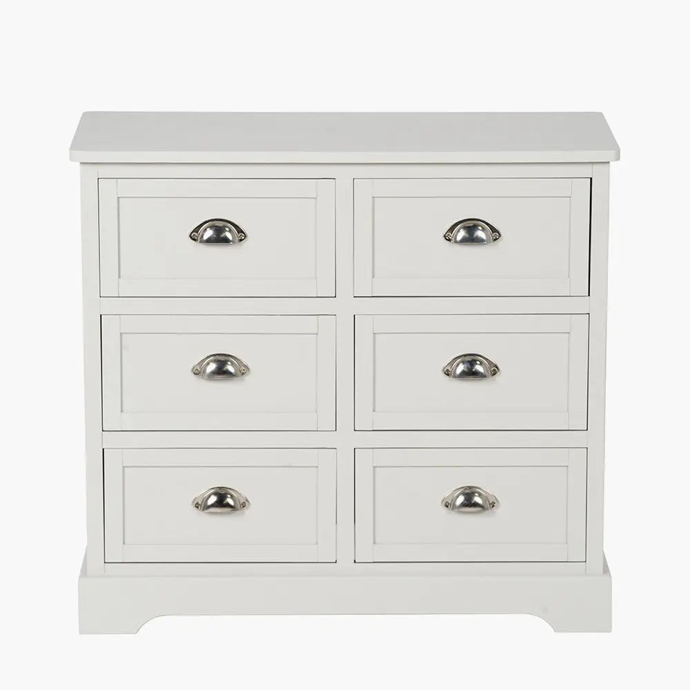 Croft Linen Pine Wood 6 Drawer Unit  Nicholas John Interiors