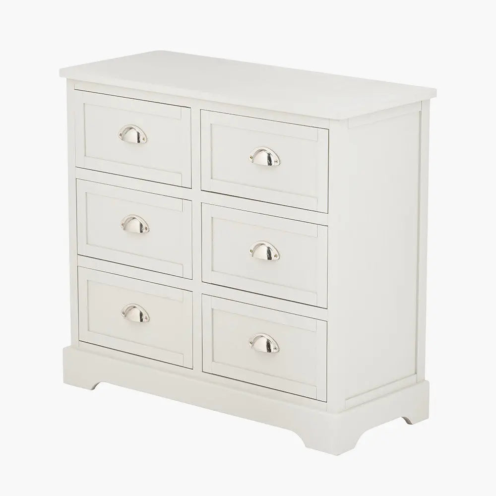 Croft Linen Pine Wood 6 Drawer Unit  Nicholas John Interiors