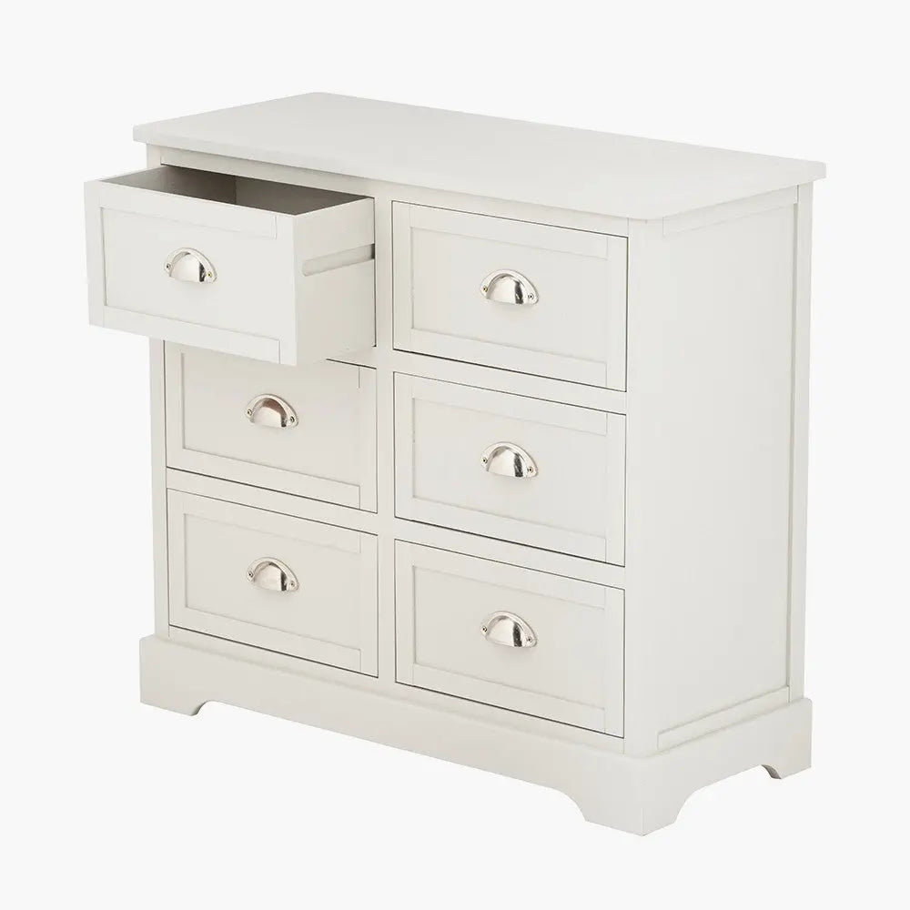 Croft Linen Pine Wood 6 Drawer Unit  Nicholas John Interiors