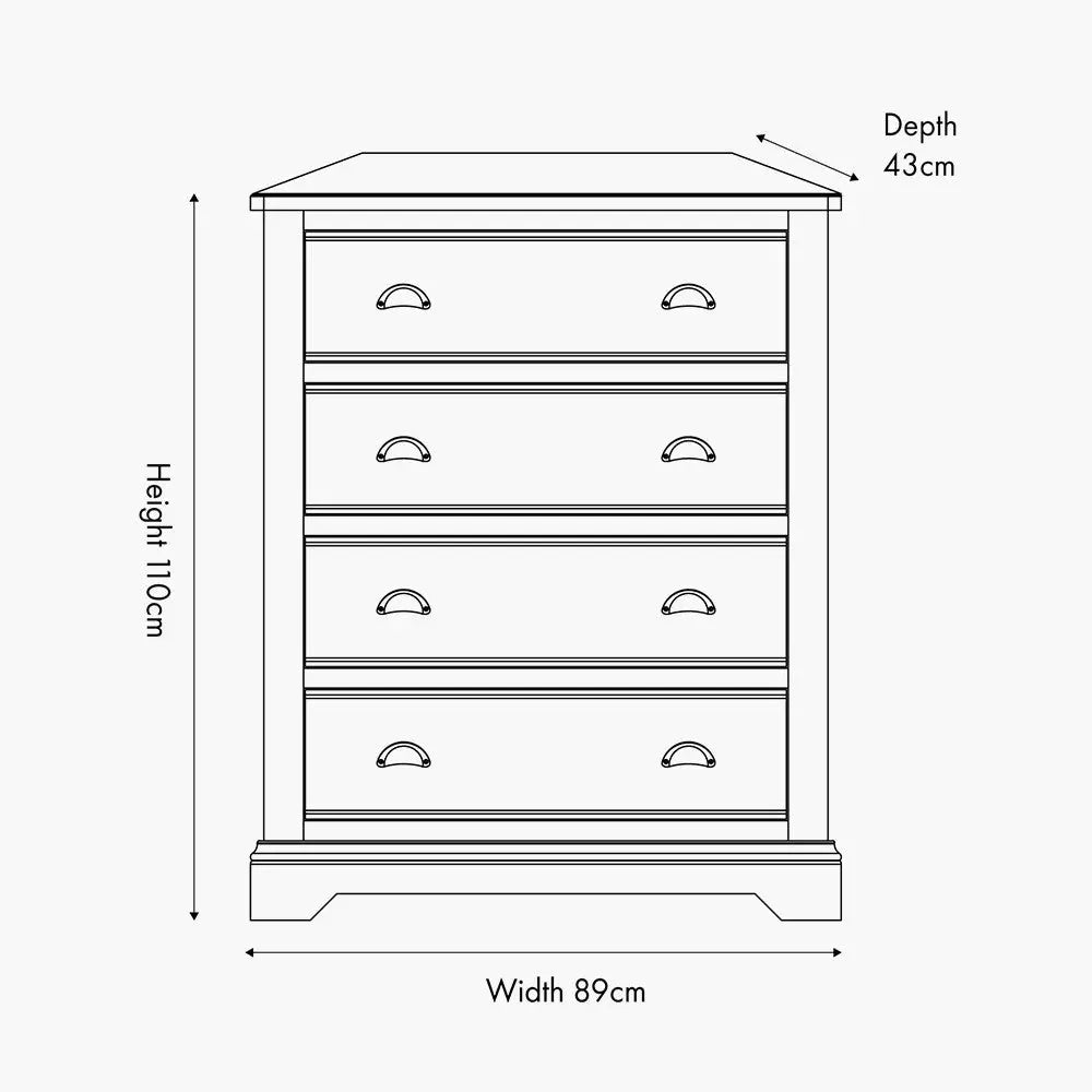 Fairford Parchment White Pine and Oak Wood 5 Drawer Unit  Nicholas John Interiors