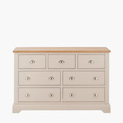 Fairford Parchment White Pine and Oak Wood 7 Drawer Unit  Nicholas John Interiors