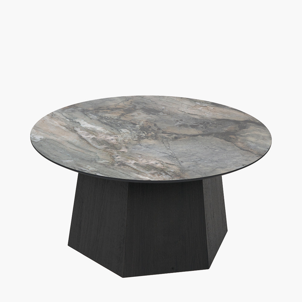 Myana Jade Marble Effect and Dark Brown Oak Veneer Coffee table