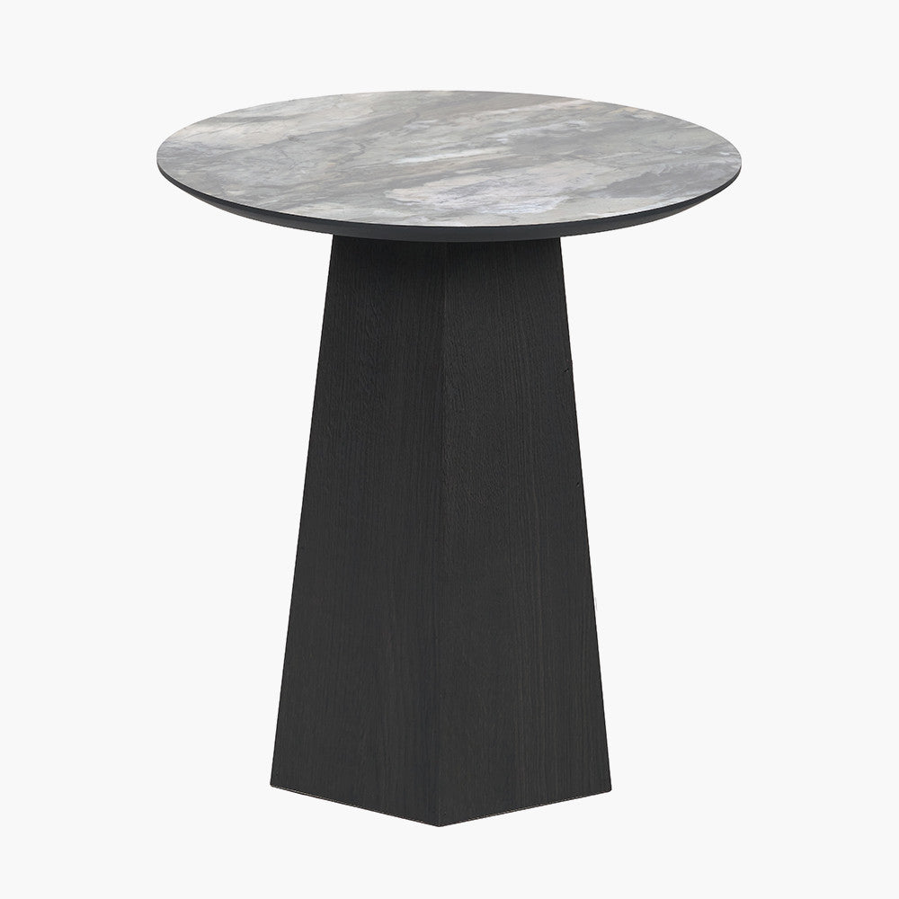 Myana Jade Marble Effect and Dark Brown Oak Veneer Side Table