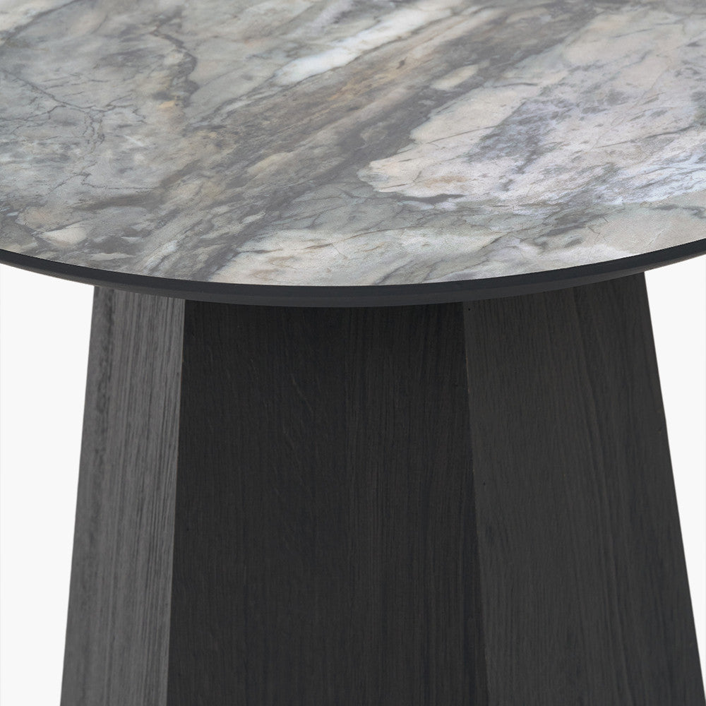 Myana Jade Marble Effect and Dark Brown Oak Veneer Side Table