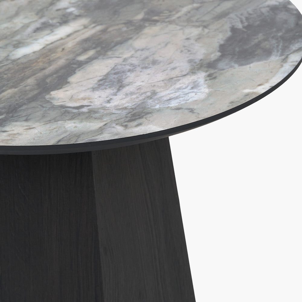 Myana Jade Marble Effect and Dark Brown Oak Veneer Side Table