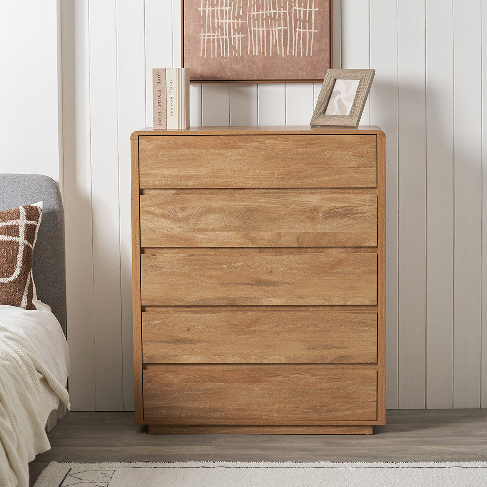 Eversley Oak Effect Veneer 5 Drawer Unit