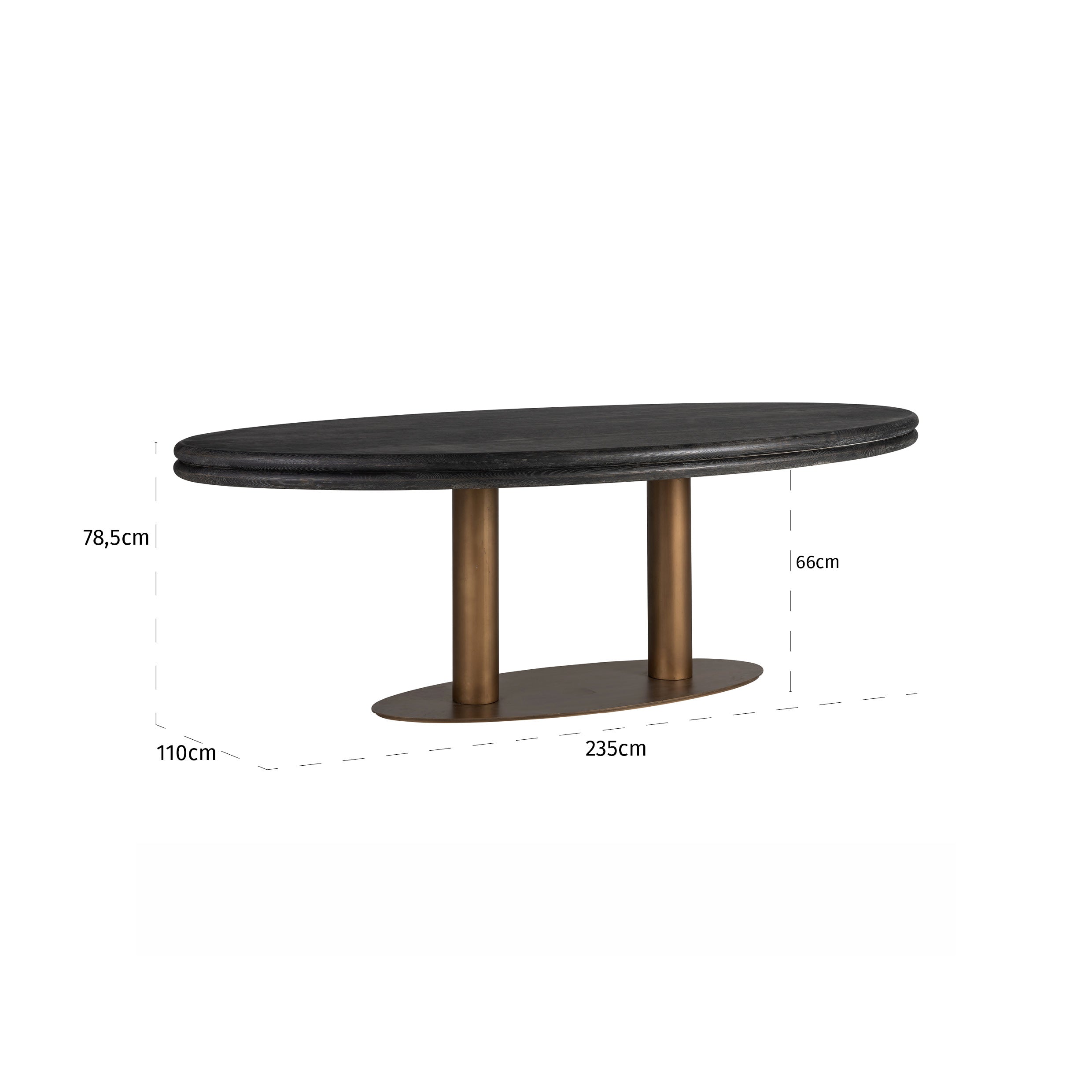 Richmond Interiors Macaron 235cm Oval Dining Table in Black Rustic