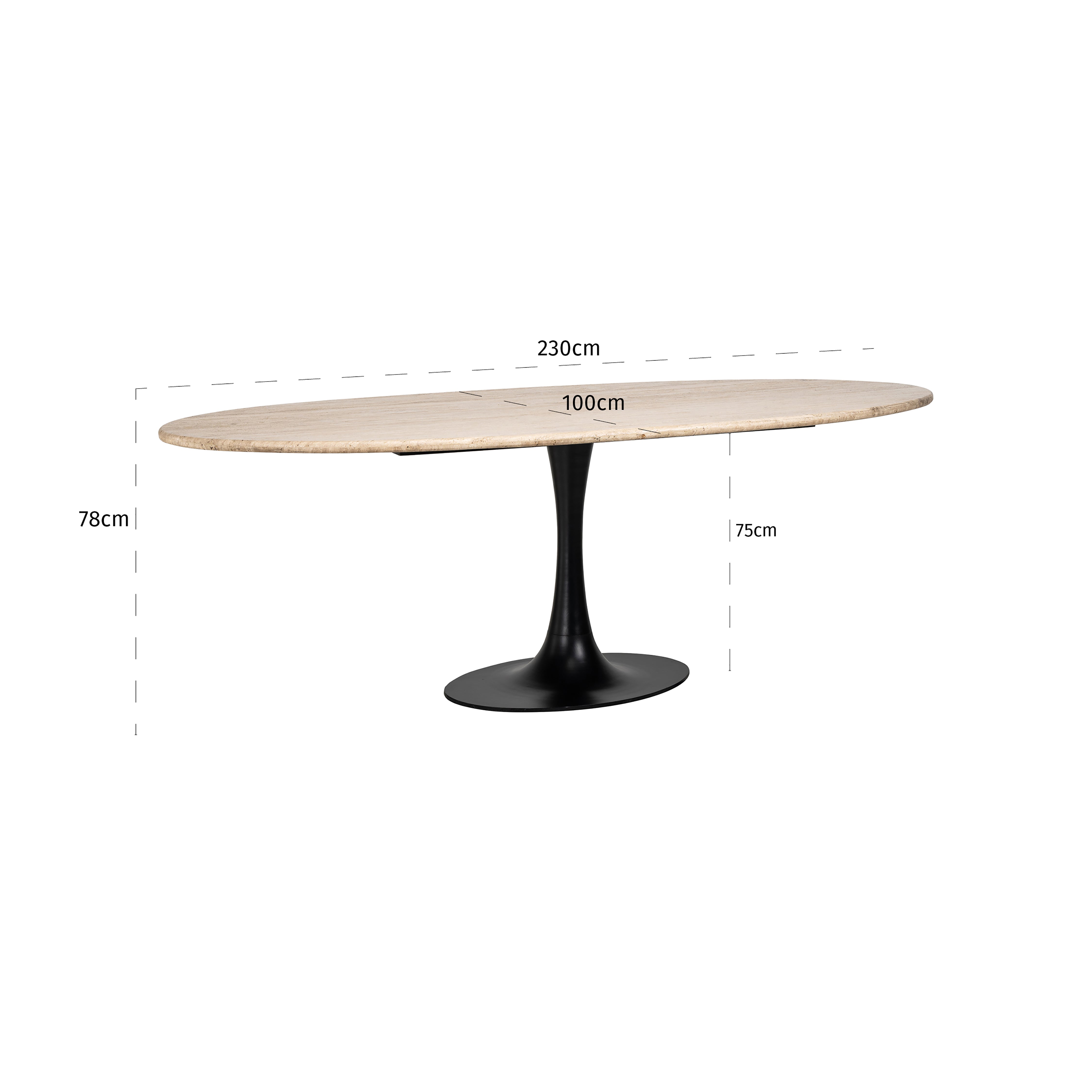 Richmond Interiors Hampton  230cm Oval Dining Table in Black