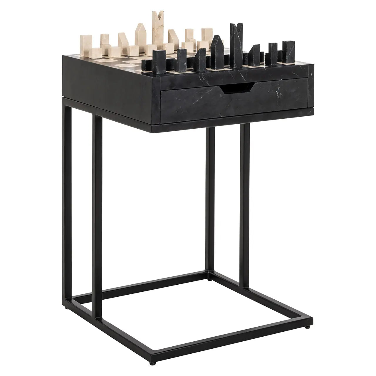 Richmond Interiors Davos 1 Drawer Chess Table in Black  Nicholas John Interiors