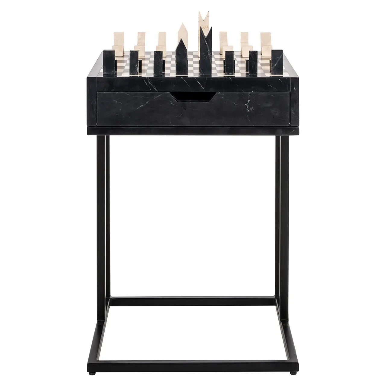 Richmond Interiors Davos 1 Drawer Chess Table in Black  Nicholas John Interiors