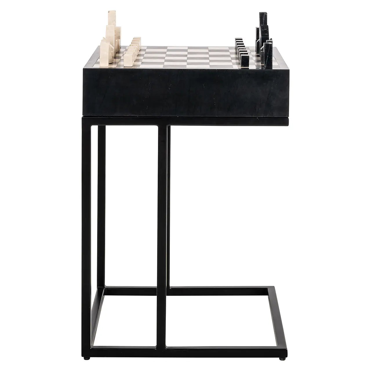 Richmond Interiors Davos 1 Drawer Chess Table in Black  Nicholas John Interiors