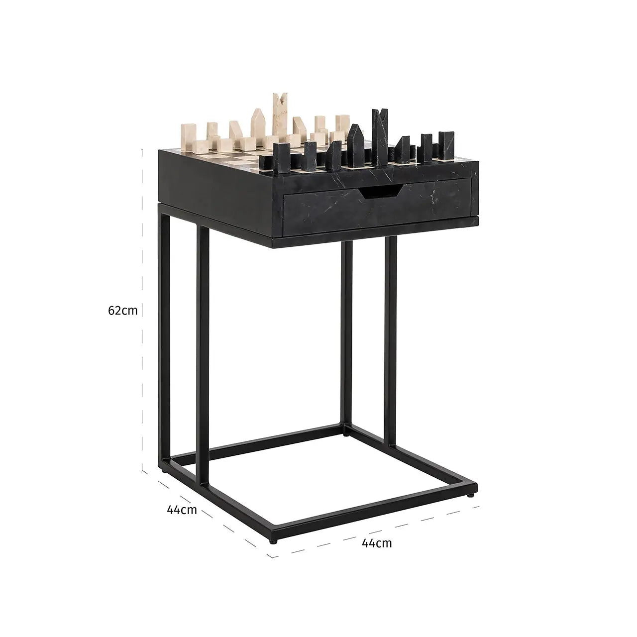 Richmond Interiors Davos 1 Drawer Chess Table in Black  Nicholas John Interiors