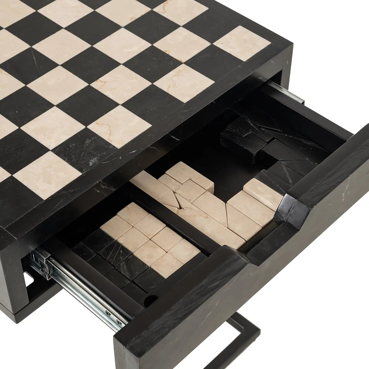 Richmond Interiors Davos 1 Drawer Chess Table in Black  Nicholas John Interiors