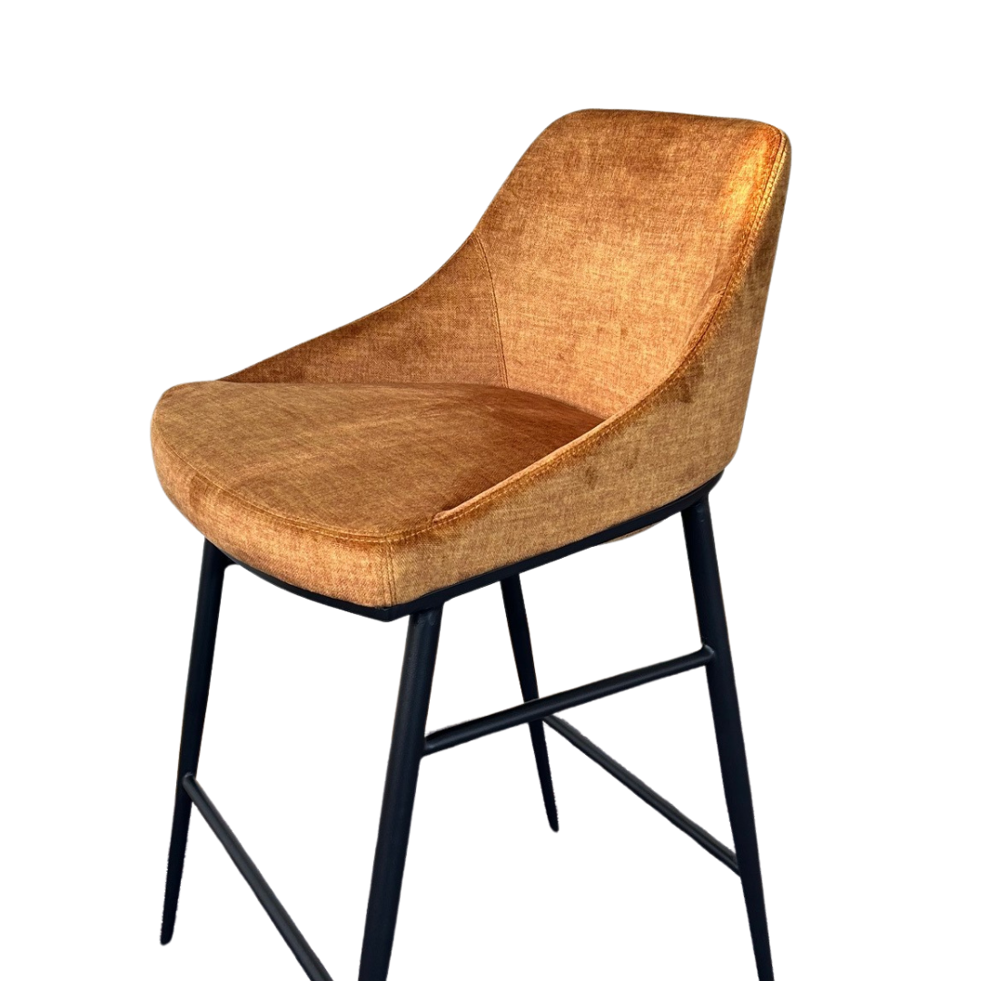Vai Barstool - Bella Velour Amber   Nicholas John Interiors
