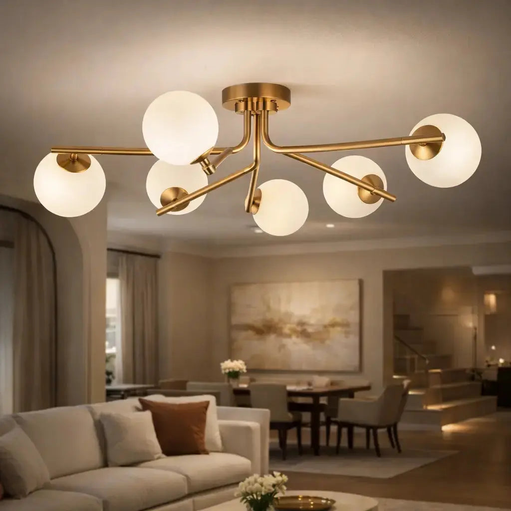 Aarion Ceiling Light Brushed Aged Brass   Nicholas John Interiors