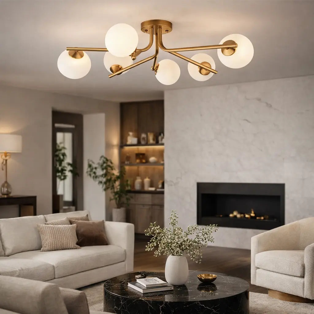 Aarion Ceiling Light Brushed Aged Brass   Nicholas John Interiors