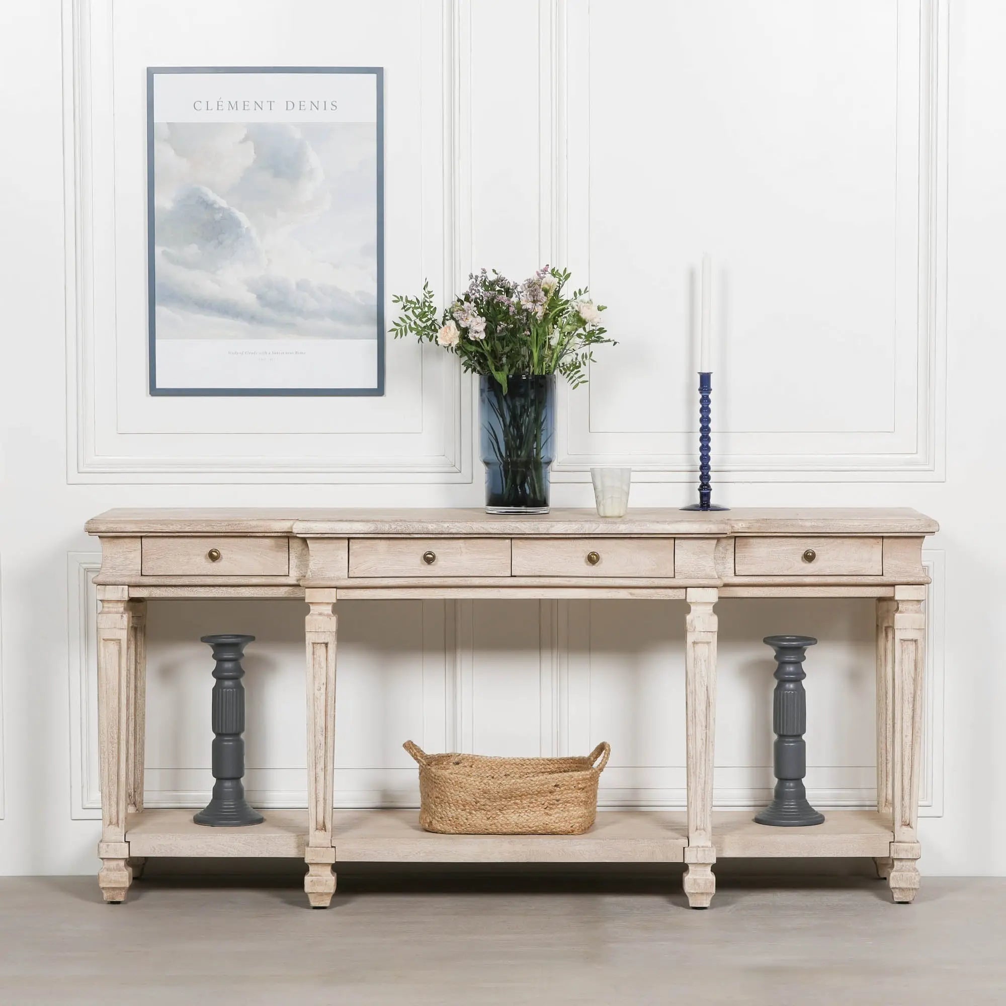 Acacia 4 Drawer Breakfront Console Table   Nicholas John Interiors