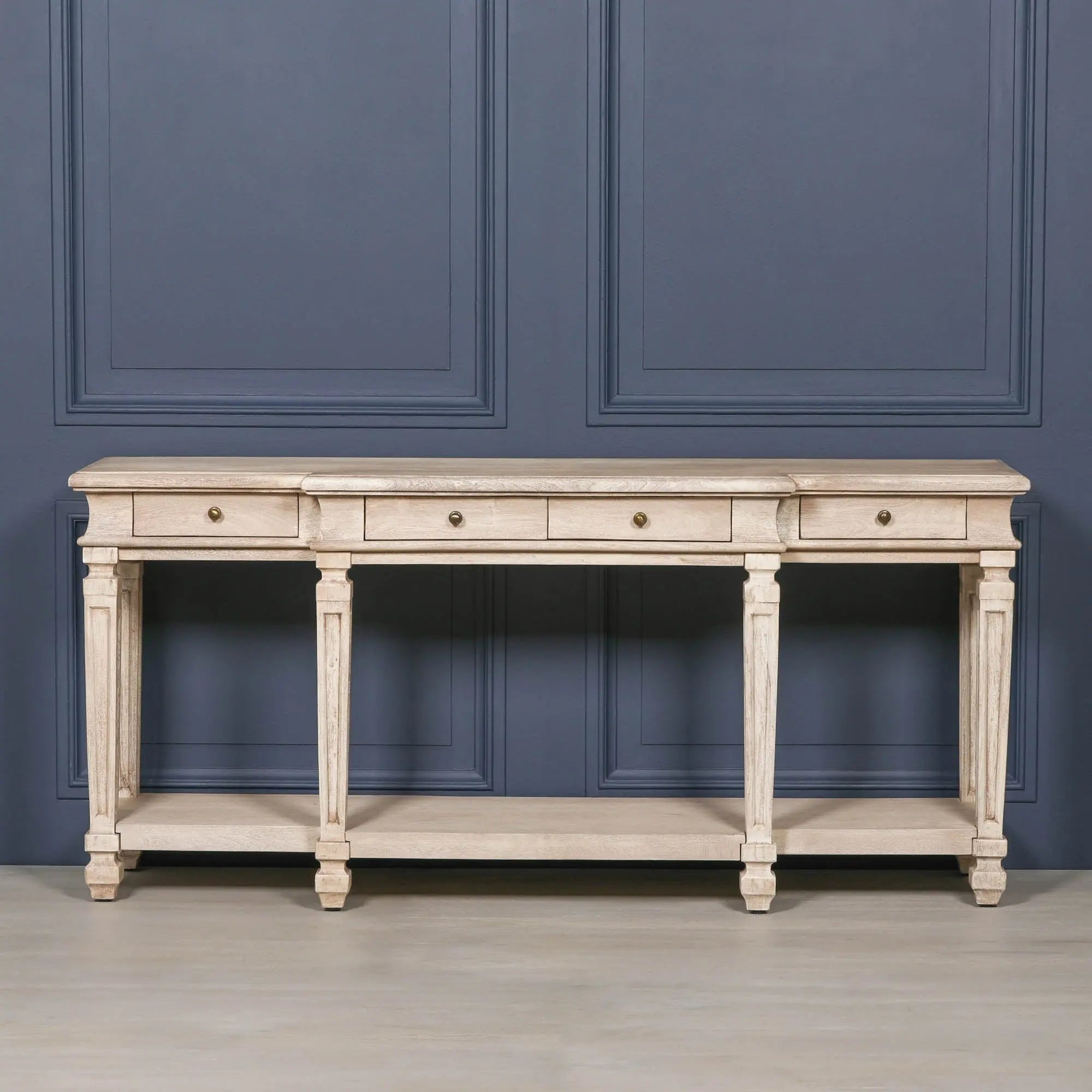 Acacia 4 Drawer Breakfront Console Table   Nicholas John Interiors
