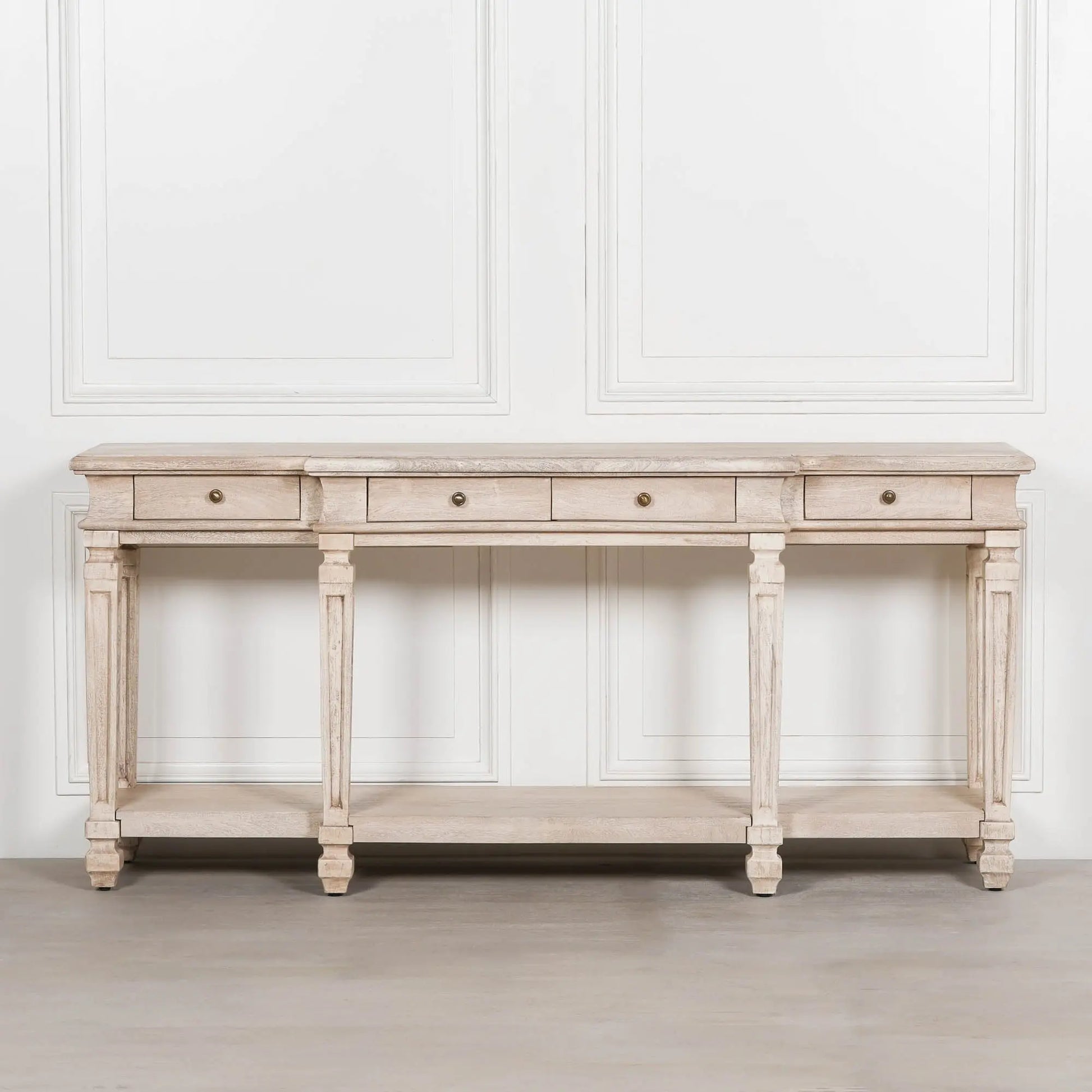 Acacia 4 Drawer Breakfront Console Table   Nicholas John Interiors