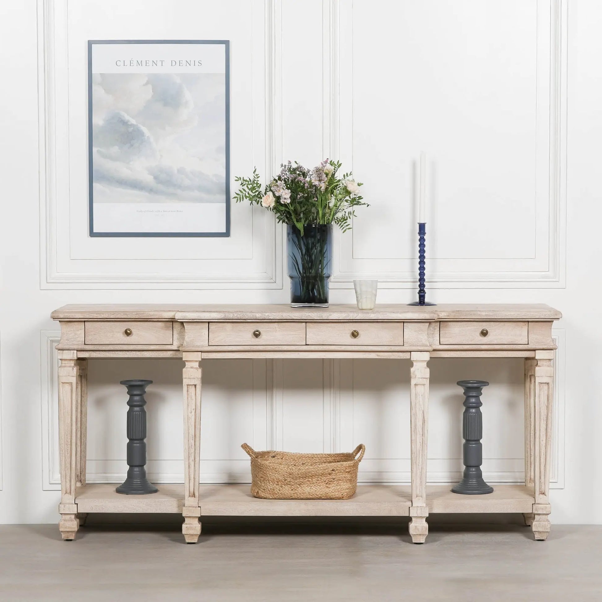 Acacia 4 Drawer Breakfront Console Table   Nicholas John Interiors