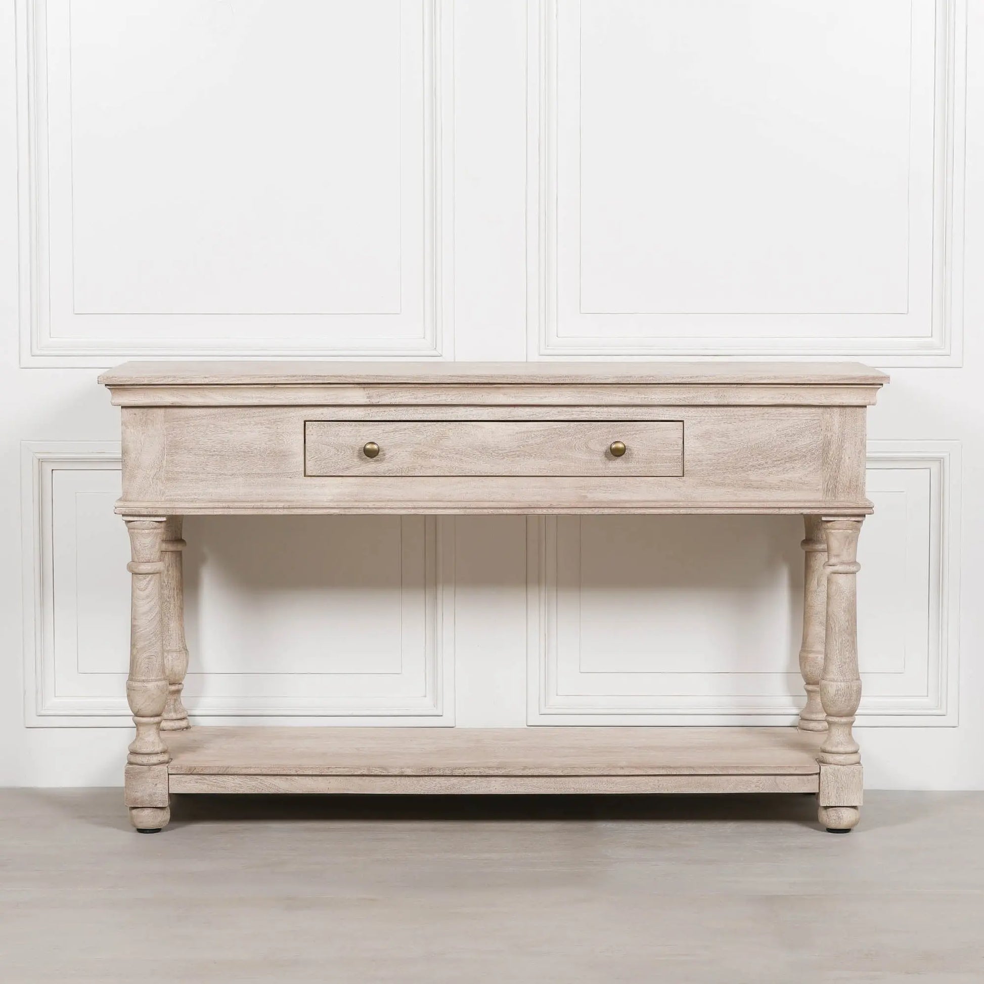 Acacia Wooden Console with Single Drawer   Nicholas John Interiors