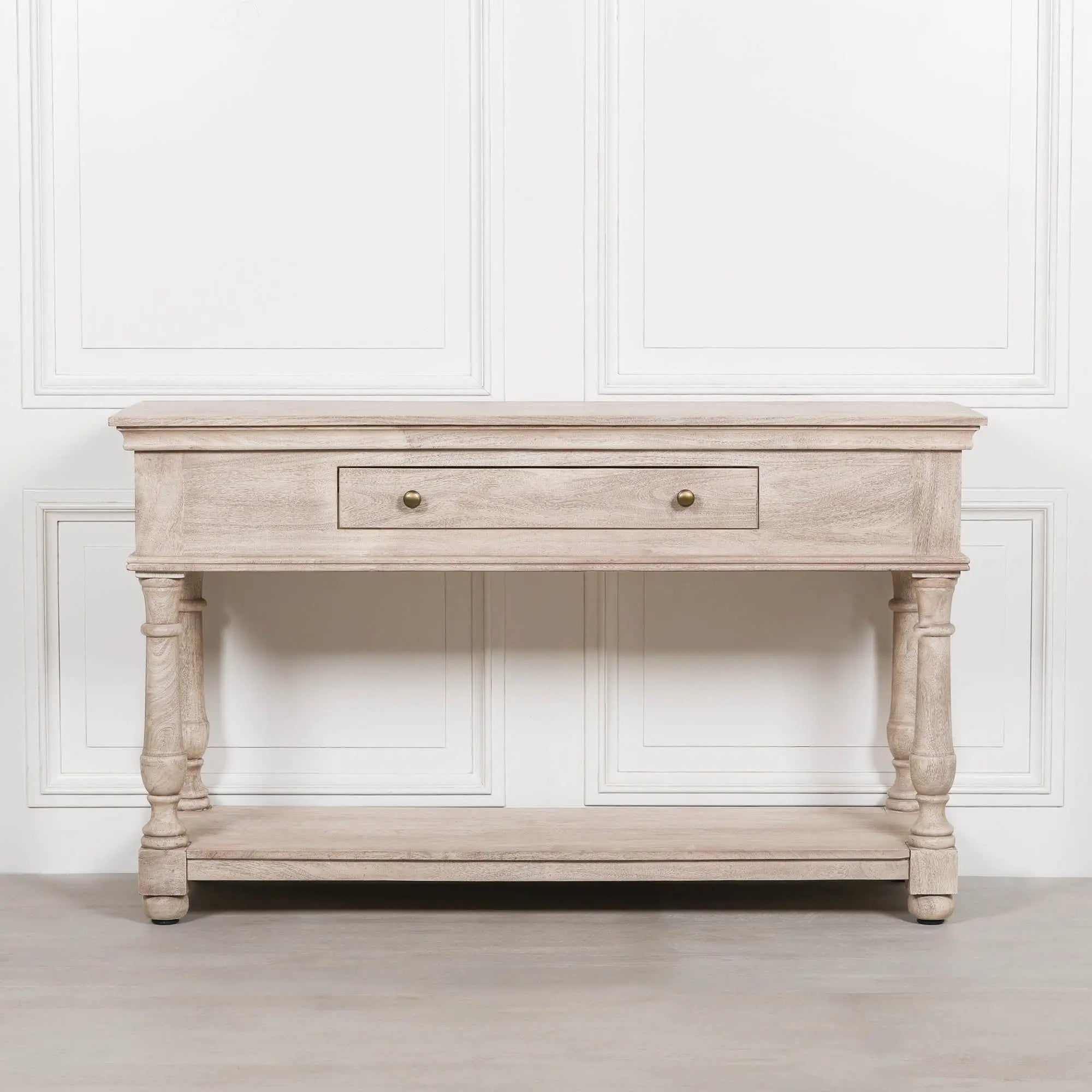 Acacia Wooden Console with Single Drawer   Nicholas John Interiors