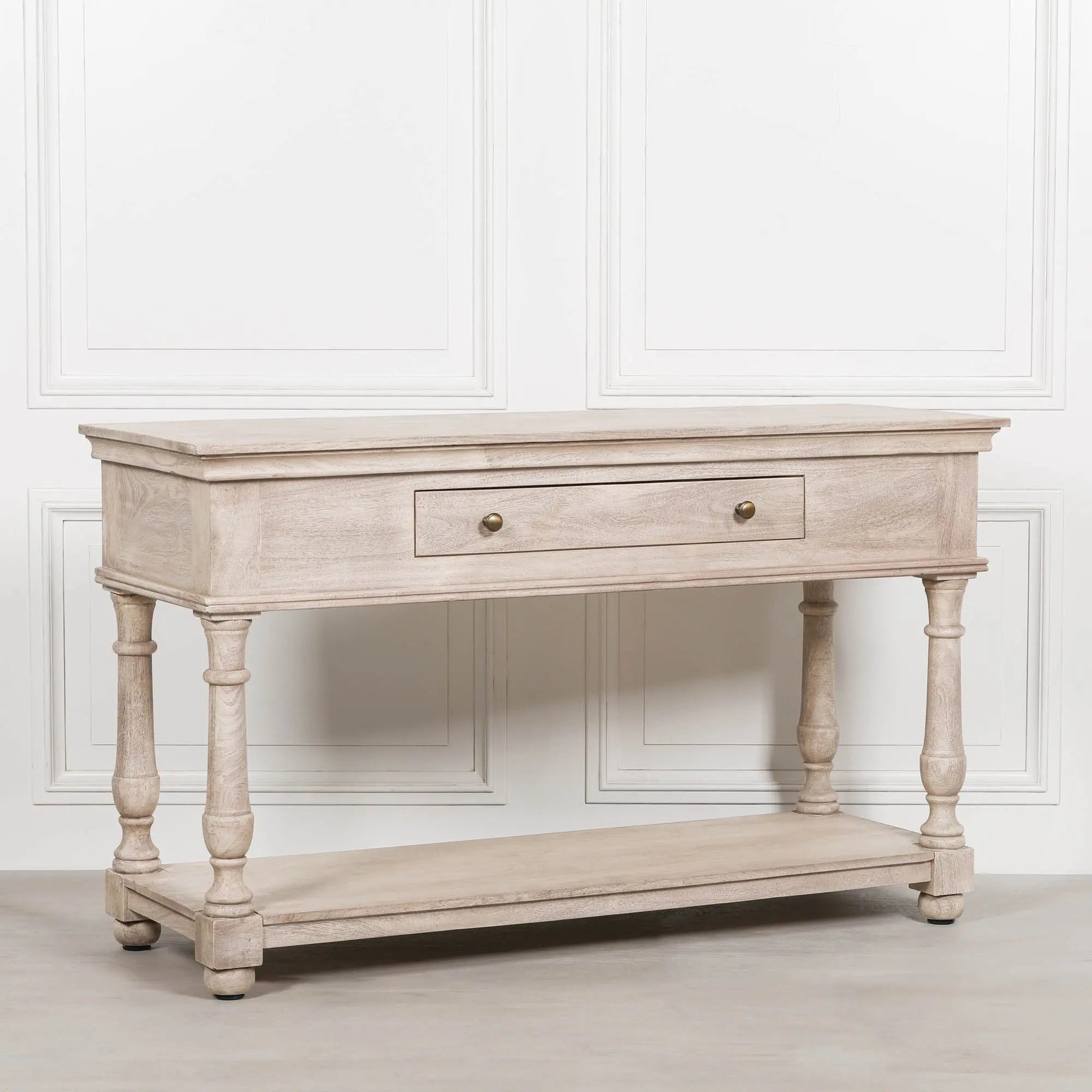 Acacia Wooden Console with Single Drawer   Nicholas John Interiors