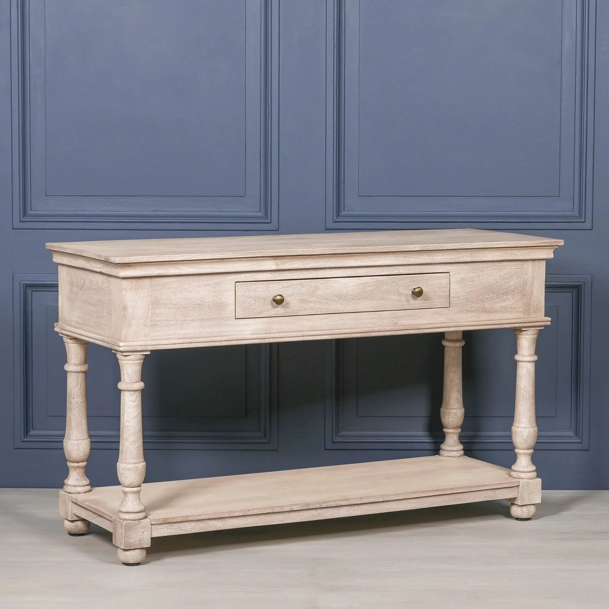 Acacia Wooden Console with Single Drawer   Nicholas John Interiors