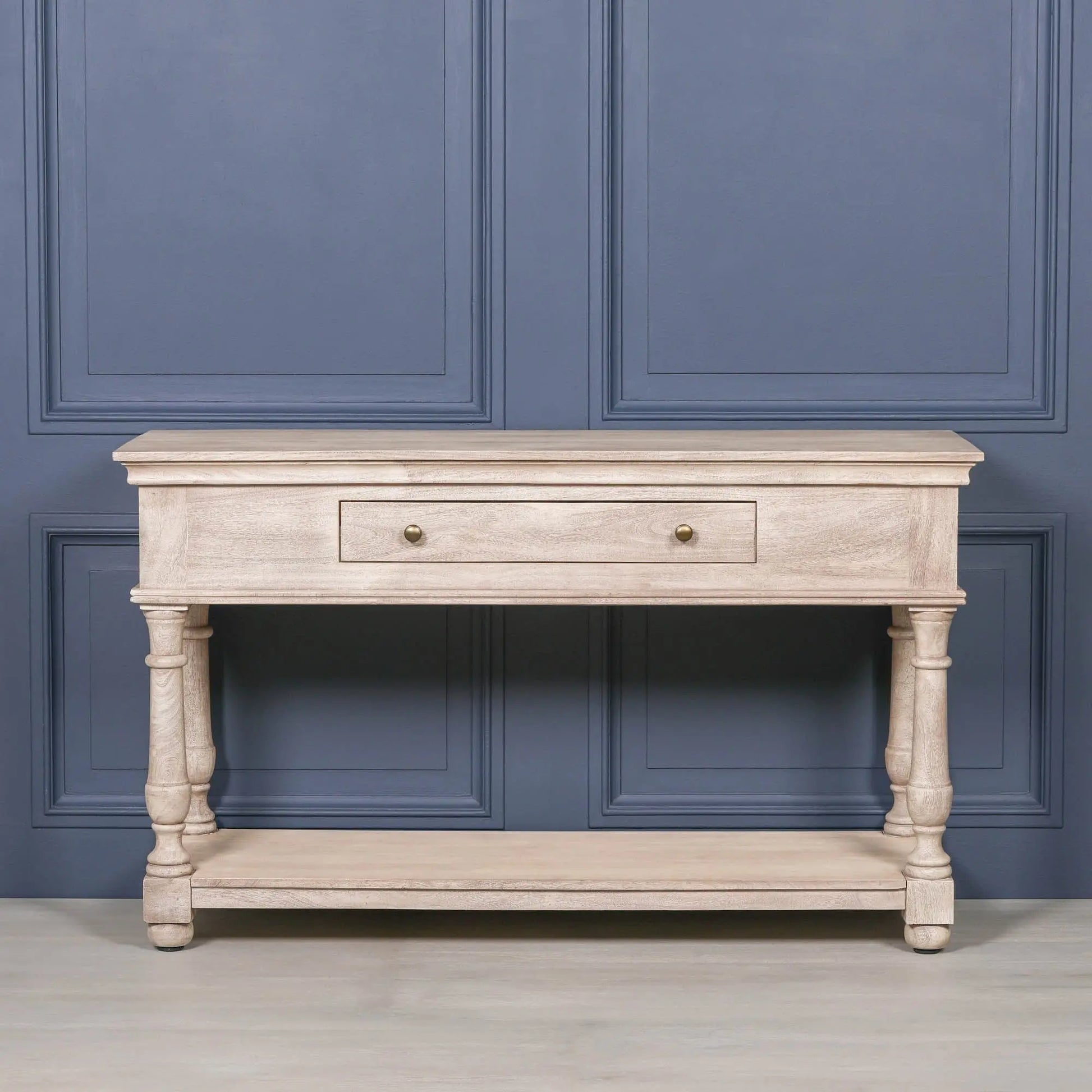 Acacia Wooden Console with Single Drawer   Nicholas John Interiors
