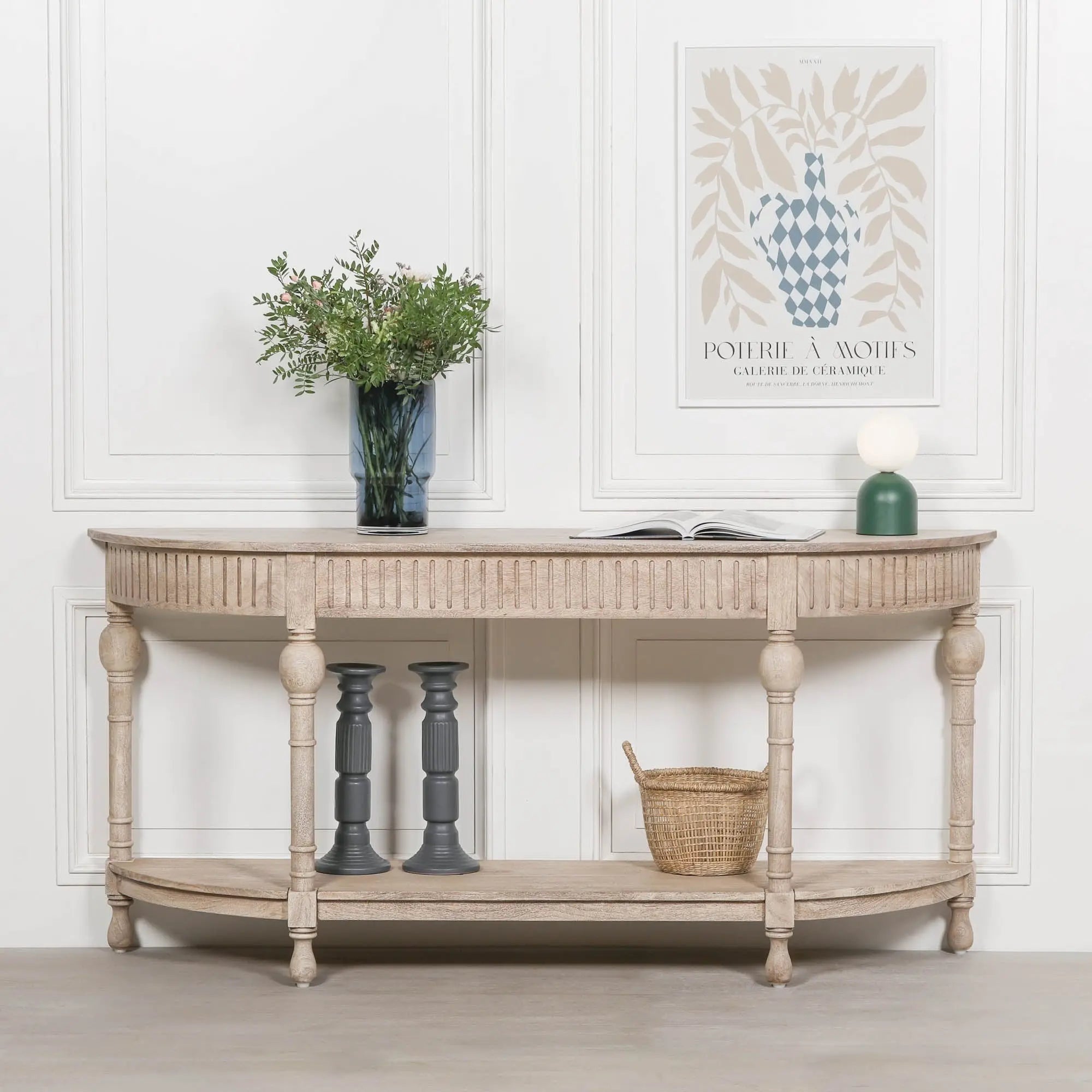 Acacia Wooden Curved Console   Nicholas John Interiors