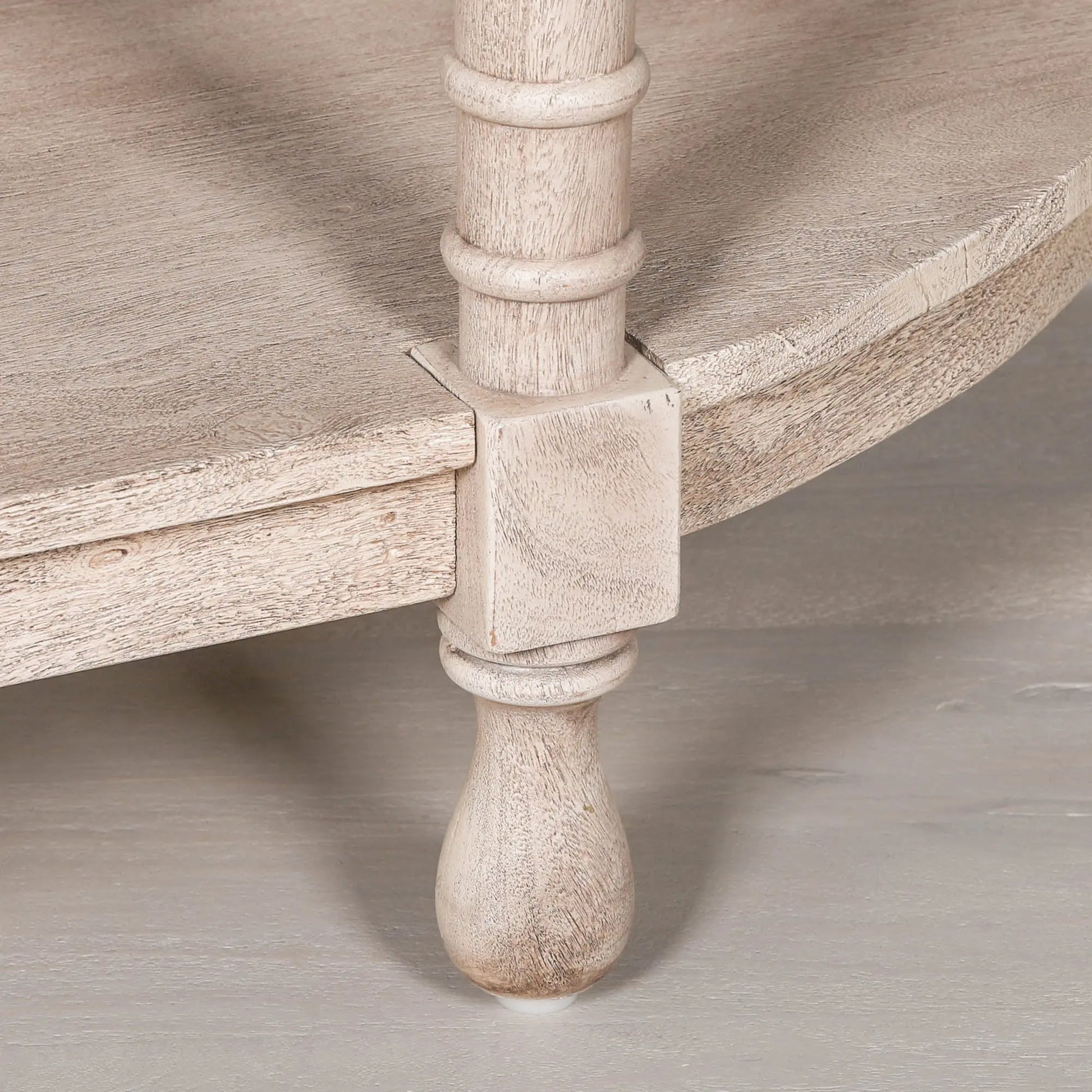 Acacia Wooden Curved Console Table with Lower Shelf   Nicholas John Interiors