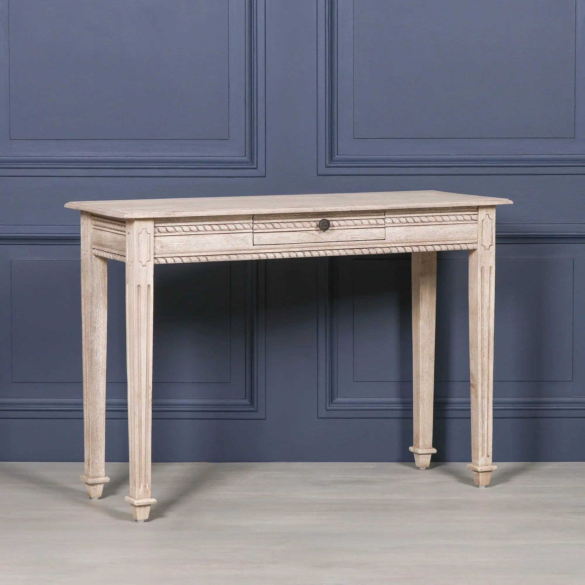 Acacia Wooden Dressing Hall Table with Carved Detailing   Nicholas John Interiors