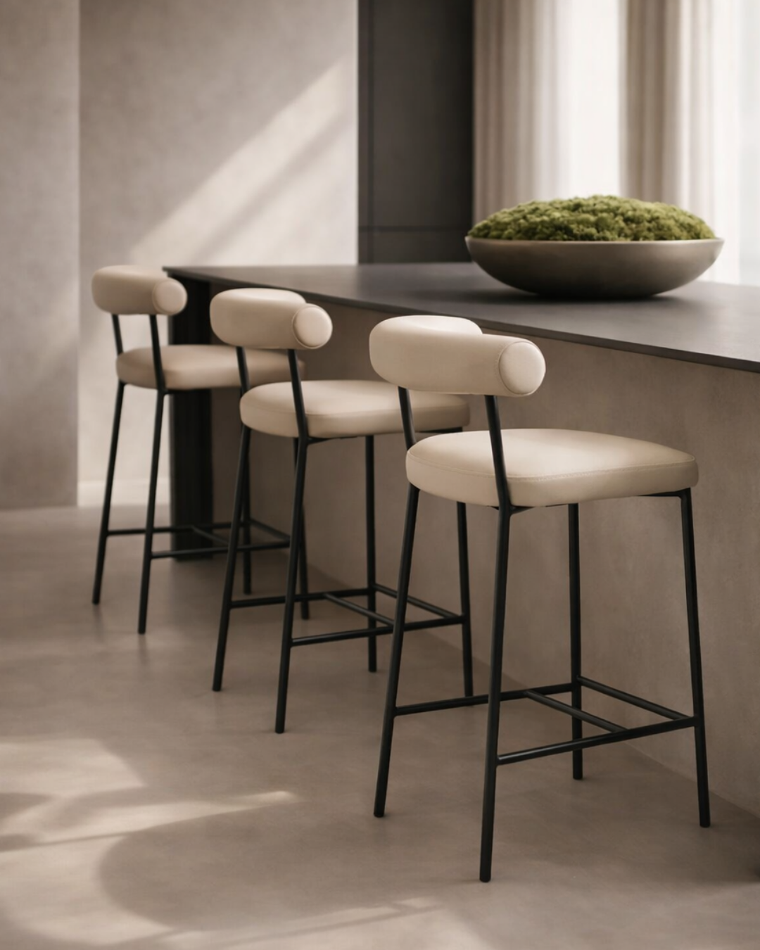 Tommy Franks Alita Stool - Dark Marble   Nicholas John Interiors