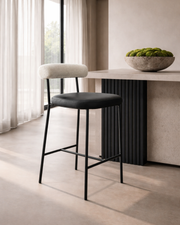 Alita Stool - Mustang Black & Chex Bouclé Polar   Nicholas John Interiors