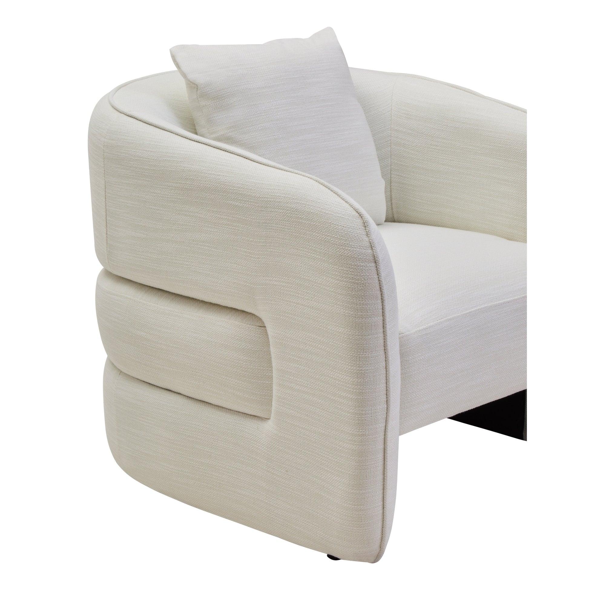 Alvani Cream Linen Effect Curved Chair  Nicholas John Interiors