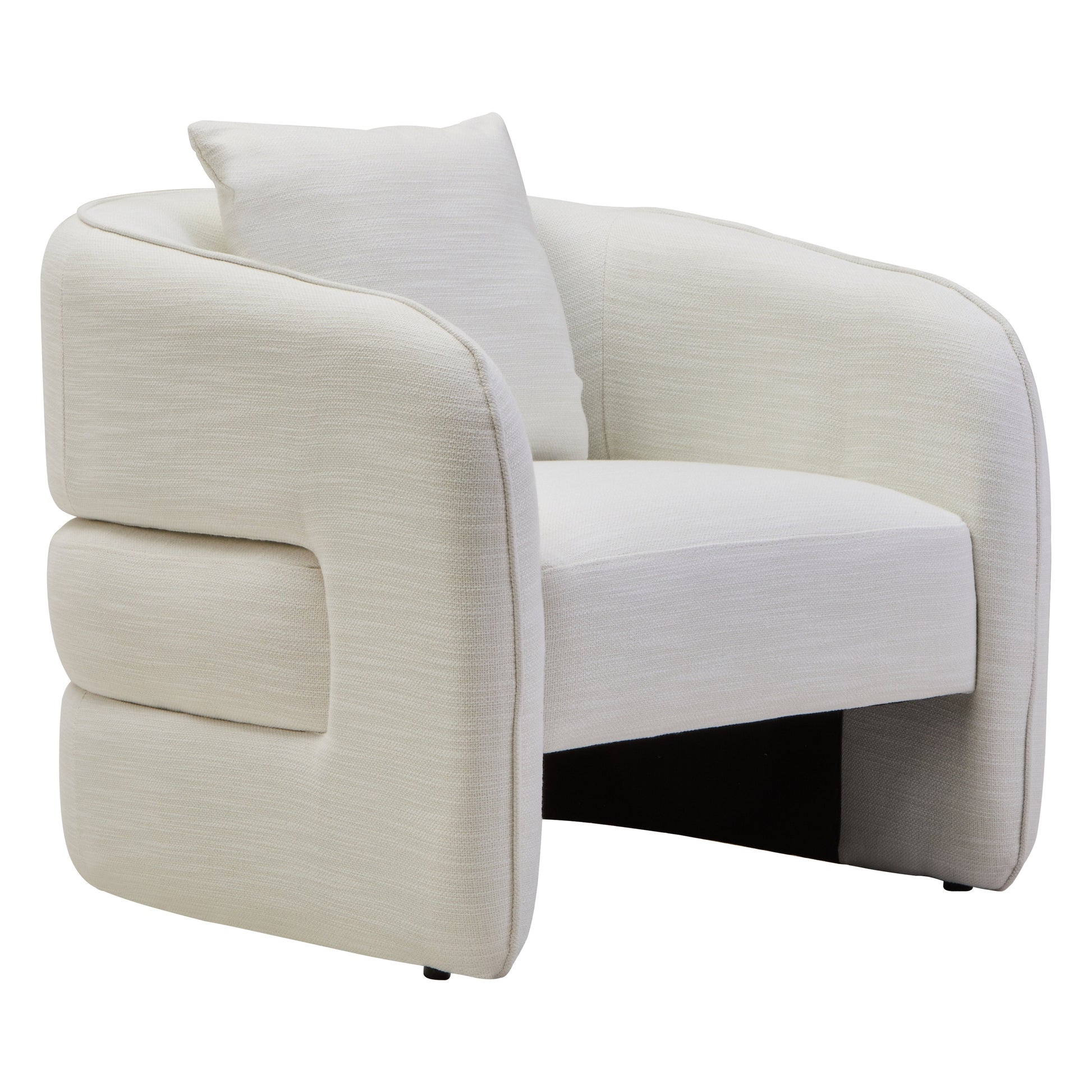 Alvani Cream Linen Effect Curved Chair  Nicholas John Interiors