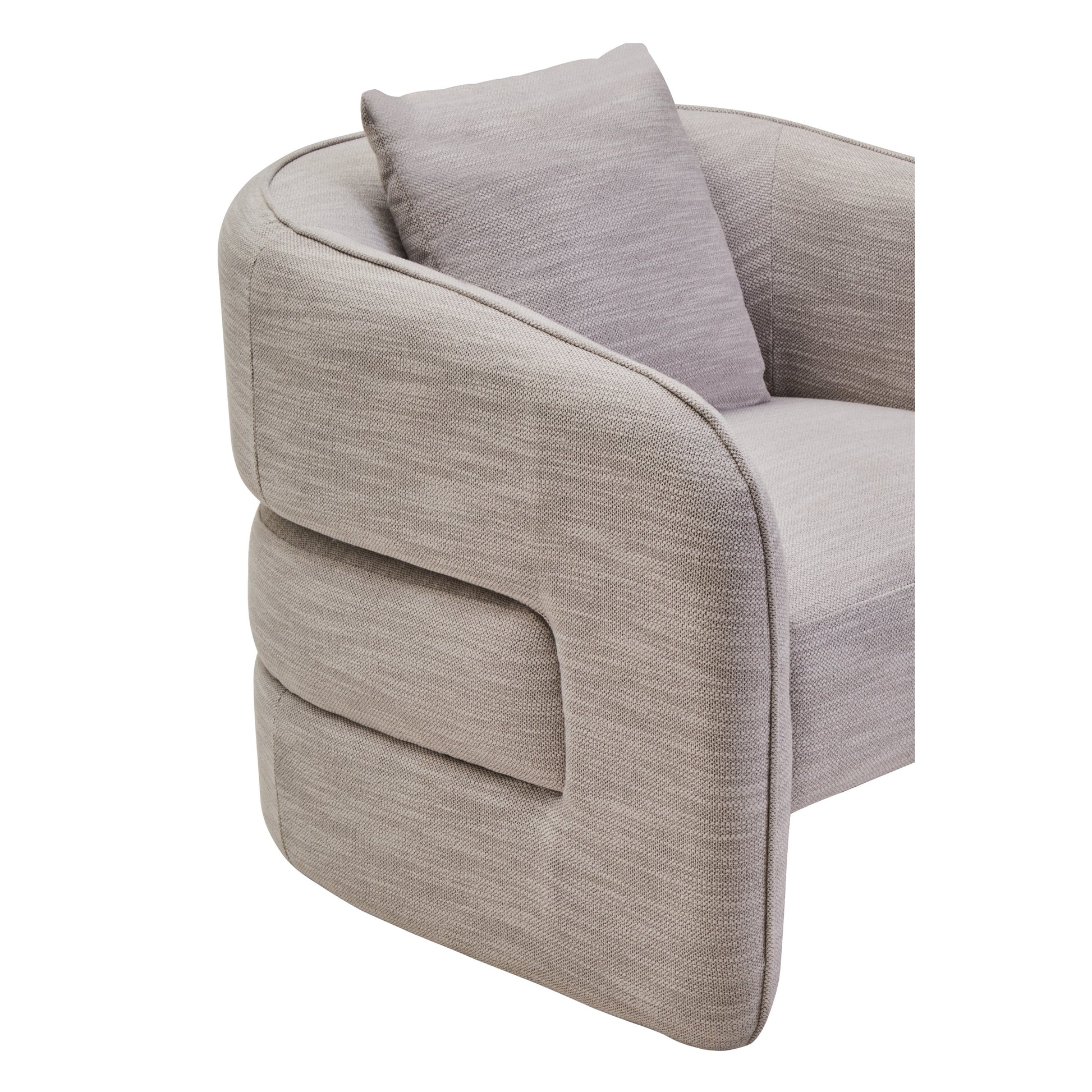 Alvani Grey Linen Effect Curved Chair  Nicholas John Interiors