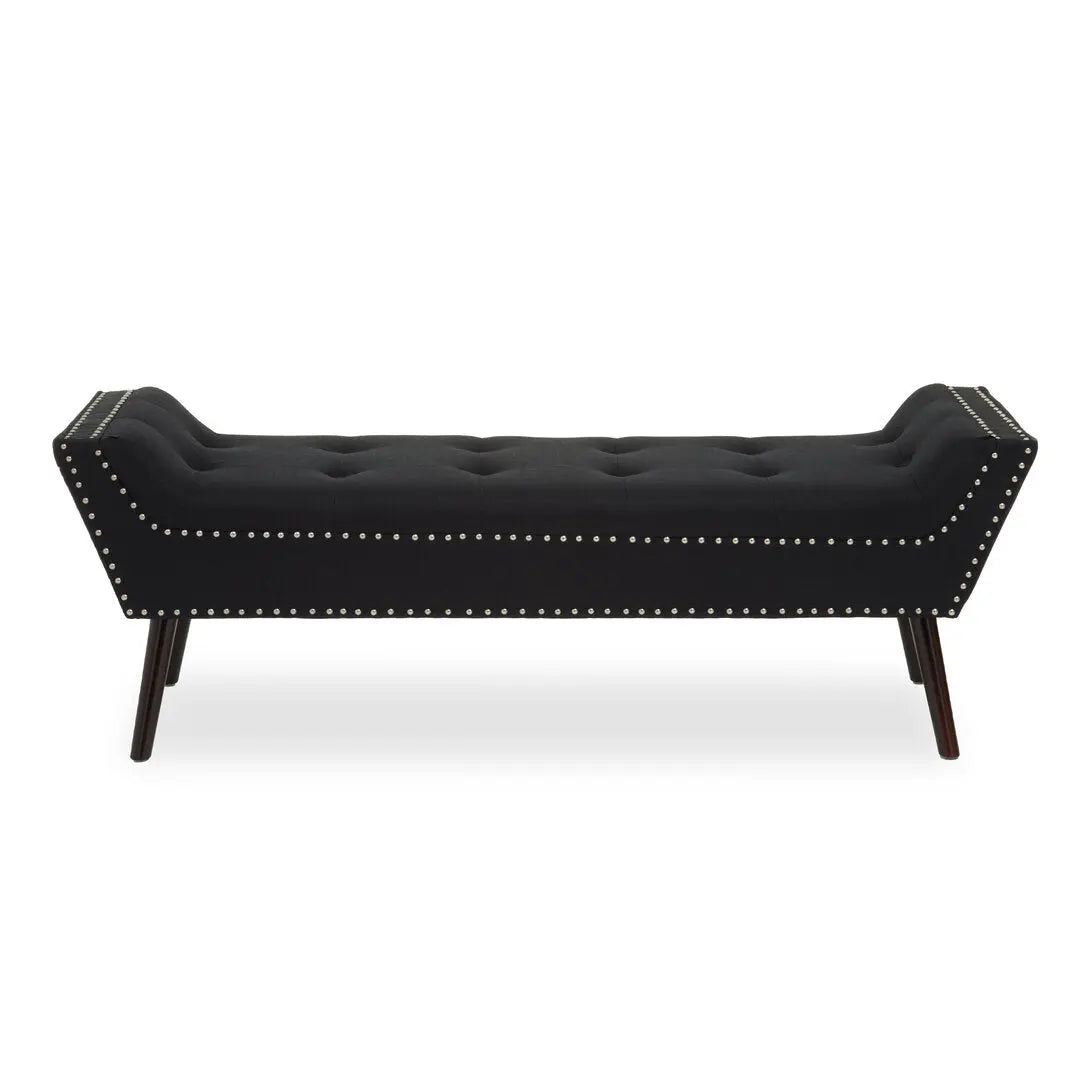 Alya Black Fabric Bench   Nicholas John Interiors