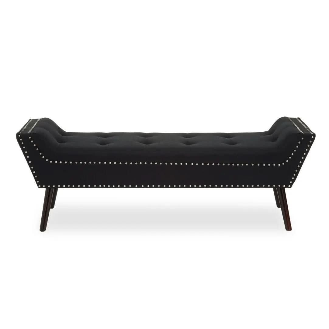 Alya Black Fabric Bench   Nicholas John Interiors