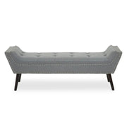 Alya Grey Fabric Bench   Nicholas John Interiors