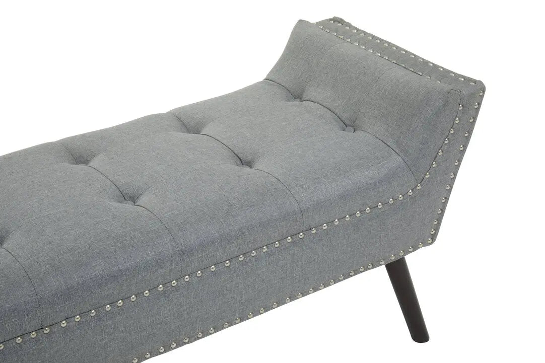 Alya Grey Fabric Bench   Nicholas John Interiors