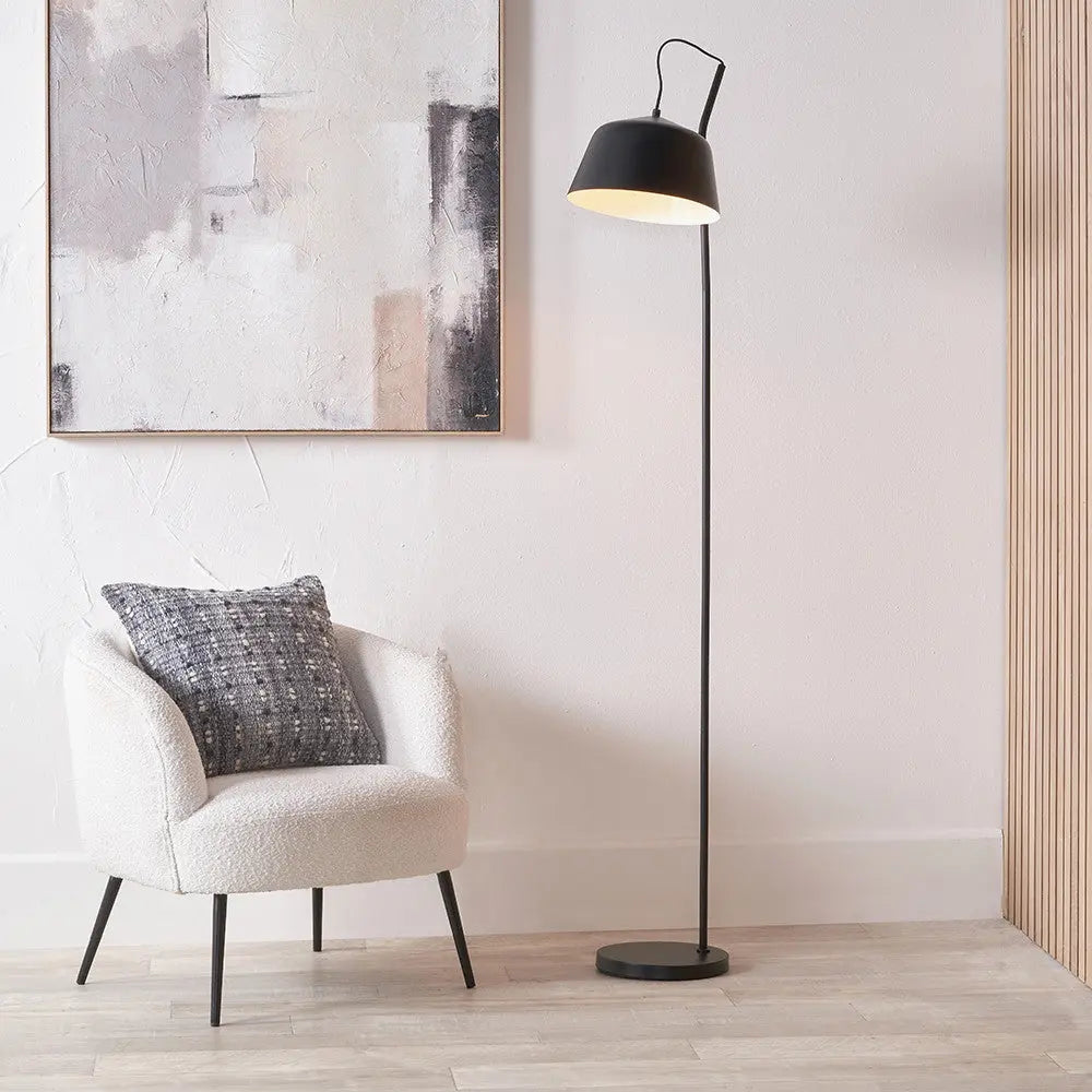 Amalie Black Metal Retro Task Floor Lamp  Nicholas John Interiors